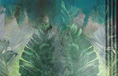 Tropical Leaves Wallpaper, Floral Background Mural, Oversized Custom Size Wall Art, Non-Woven, Non-Adhesive, Modern Wall Paper, Removable