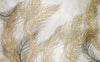 Tropical Wallpaper, Gold Leaves Mural, Oversized Custom Size Wall Art, Non-Woven, Non-Adhesive, Modern Wall Paper, Removable