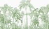 Tropical Green Trees Wallpaper, White Background Mural, Oversized Custom Size Wall Art, Non-Woven, Non-Adhesive, Modern Wall Paper, Removable