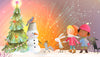 Christmas Tree, Snowman Wallpaper, Children, Animals Mural, Oversized Custom Size Wall Art, Non-Woven, Non-Adhesive, Modern Wall Paper, Removable