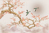 Chinoiserie Wallpaper, Tree and Birds Mural, Oversized Custom Size Wall Art, Non-Woven, Non-Adhesive, Modern Wall Paper, Removable