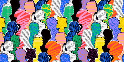 Colorful Diversed People Crowd Wallpaper, Seamless Pattern Mural, Oversized Custom Size Wall Art, Non-Woven, Non-Adhesive, Modern Wall Paper, Removable