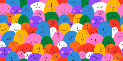 Colorful Cartoon People Wallpaper, Seamless Pattern Mural, Oversized Custom Size Wall Art, Non-Woven, Non-Adhesive, Modern Wall Paper, Removable