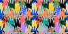 Colorful Diversed People Hand Wallpaper, Seamless Pattern Mural, Oversized Custom Size Wall Art, Non-Woven, Non-Adhesive, Modern Wall Paper, Removable