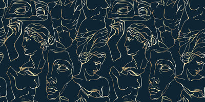 Antique Marble Statues Wallpaper, Seamless Pattern Mural, Oversized Custom Size Wall Art, Non-Woven, Non-Adhesive, Modern Wall Paper, Removable