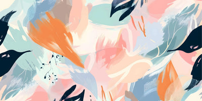 Pastel Abstract Summer Wallpaper, Seamless Pattern Mural, Oversized Custom Size Wall Art, Non-Woven, Non-Adhesive, Modern Wall Paper, Removable