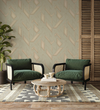 Elegant Green & Cream Wallpaper, Natural Wallpaper, Modern & Minimalist Wall Covering,Modern Look Neutral Colors Glittering Wallcovering