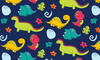 Cartoon Dinosaurs Wallpaper, Childish Seamless Pattern Mural, Oversized Custom Size Wall Art, Non-Woven, Non-Adhesive, Modern Wall Paper, Removable