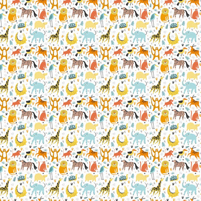 Wild African Animals Wallpaper, Seamless Pattern Mural, Oversized Custom Size Wall Art, Non-Woven, Non-Adhesive, Modern Wall Paper, Removable