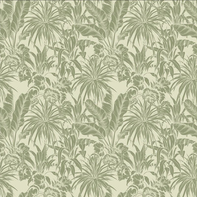 Botanic Plants Wallpaper, Green Mural, Oversized Custom Size Wall Art, Non-Woven, Non-Adhesive, Modern Wall Paper, Removable