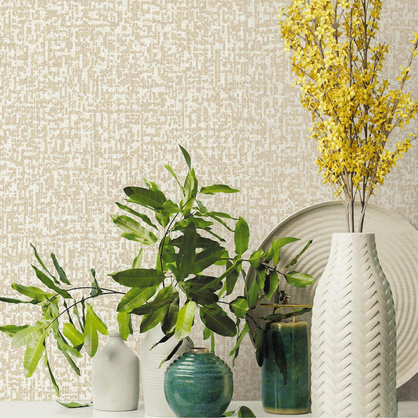 Abstract Glam 3D Embossed Wallpaper, Cream Color Metallic Accents Luxury Wallcovering, Washable, Durable Home and Commercial Use Wall Decor - Walloro High End Wallcoverings & More