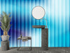 Corrugated Glass Effect Wallpaper, Cool Blue Mural, Oversized Custom Size Wall Art, Non-Woven, Non-Adhesive, Modern Wall Paper, Removable