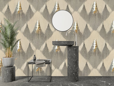 Ethnic Handmade Ikat Wallpaper, Seamless Pattern Mural, Oversized Custom Size Wall Art, Non-Woven, Non-Adhesive, Modern Wall Paper, Removable