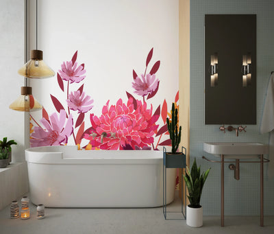 Art Floral Wallpaper, Seamless Pattern Mural, Oversized Custom Size Wall Art, Non-Woven, Non-Adhesive, Modern Wall Paper, Removable