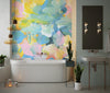 Bright Colors Wallpaper, Acrylic Paint Strokes Mural, Oversized Custom Size Wall Art, Non-Woven, Non-Adhesive, Modern Wall Paper, Removable