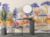 Tropical Vintage Landscape Wallpaper, Purple Trees Wall Mural, Oversized Custom Size Wall Art, Non-Woven, Non-Adhesive, Modern Wall Paper, Removable