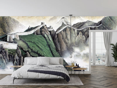 Chinese Wall Wallpaper, Painted Style Mural, Oversized Custom Size Wall Art, Non-Woven, Non-Adhesive, Modern Wall Paper, Removable
