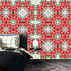 Christmas Poinsettia Retro Wallpaper, Seamless Pattern Mural, Oversized Custom Size Wall Art, Non-Woven, Non-Adhesive, Modern Wall Paper, Removable