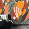 Colorful Leaves Wallpaper, Seamless Pattern Mural, Oversized Custom Size Wall Art, Non-Woven, Non-Adhesive, Modern Wall Paper, Removable
