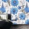 Artful Floral, Borders Wallpaper, Seamless Pattern Mural, Oversized Custom Size Wall Art, Non-Woven, Non-Adhesive, Modern Wall Paper, Removable