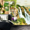 Old House with Columns Wallpaper, Cliff of the Mountain Mural, Oversized Custom Size Wall Art, Non-Woven, Non-Adhesive, Modern Wall Paper, Removable