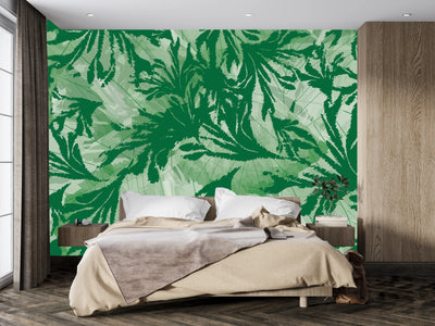 Nature Foliage Wallpaper, Seamless Pattern Mural, Oversized Custom Size Wall Art, Non-Woven, Non-Adhesive, Modern Wall Paper, Removable