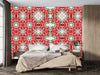 Christmas Poinsettia Retro Wallpaper, Seamless Pattern Mural, Oversized Custom Size Wall Art, Non-Woven, Non-Adhesive, Modern Wall Paper, Removable