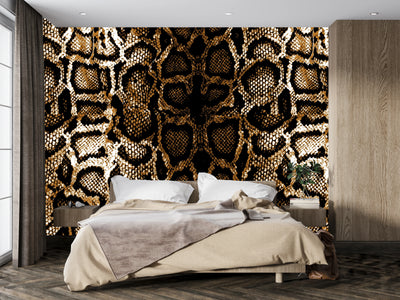 Dark Snake Skin Wallpaper, Seamless Pattern Mural, Oversized Custom Size Wall Art, Non-Woven, Non-Adhesive, Modern Wall Paper, Removable