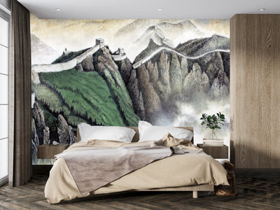 Chinese Wall Wallpaper, Painted Style Mural, Oversized Custom Size Wall Art, Non-Woven, Non-Adhesive, Modern Wall Paper, Removable