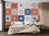 Talavera Indian Wallpaper, Seamless Pattern Mural, Oversized Custom Size Wall Art, Non-Woven, Non-Adhesive, Modern Wall Paper, Removable