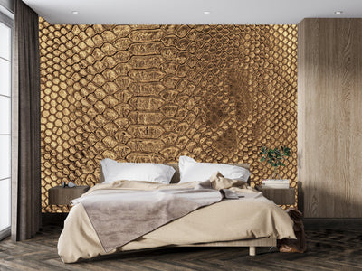Snake Skin Texture Wallpaper, Golden Mural, Oversized Custom Size Wall Art, Non-Woven, Non-Adhesive, Modern Wall Paper, Removable