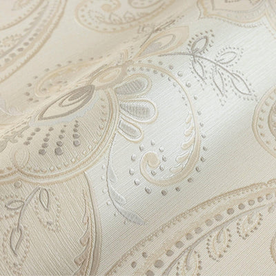 Beige Elegant Damask 3D Embossed Wallpaper, Textured Luxury Wallpaper - Walloro High End Wallcoverings & More