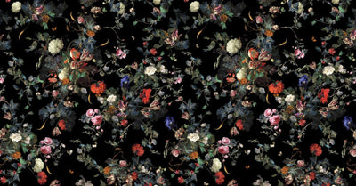 Black Large Peony Floral Wall Mural, Floral Flowers Wallpaper, Oversized Elegant Custom Size Wall Art, Non-Woven, Non-Pasted, Removable - Walloro High End Wallcoverings & More