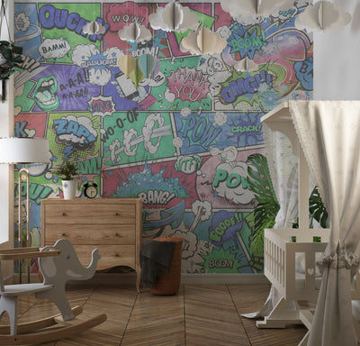 Comics Wallpaper, Graffiti Mural, Oversized Custom Size Wall Art, Non-Woven, Non-Adhesive, Modern Wall Paper, Removable