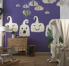 Ghosts, Purple Background Wallpaper, Seamless Pattern Mural, Oversized Custom Size Wall Art, Non-Woven, Non-Adhesive, Modern Wall Paper, Removable