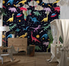Astronaut Dinosaurs Wallpaper, Cute Space Seamless Pattern Mural, Oversized Custom Size Wall Art, Non-Woven, Non-Adhesive, Modern Wall Paper, Removable