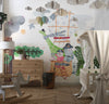 Cute Animals Wallpaper, Travelling by Balloon Mural, Oversized Custom Size Wall Art, Non-Woven, Non-Adhesive, Modern Wall Paper, Removable