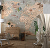 Childrens World Map Wallpaper, Retro Mural, Oversized Custom Size Wall Art, Non-Woven, Non-Adhesive, Modern Wall Paper, Removable