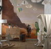 Planet Mars Wallpaper, Cosmonaut, Desert Mural, Oversized Custom Size Wall Art, Non-Woven, Non-Adhesive, Modern Wall Paper, Removable