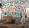 Colorful Line Doodle Wallpaper, Seamless Pattern Mural, Oversized Custom Size Wall Art, Non-Woven, Non-Adhesive, Modern Wall Paper, Removable