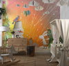 Christmas Tree, Snowman Wallpaper, Children, Animals Mural, Oversized Custom Size Wall Art, Non-Woven, Non-Adhesive, Modern Wall Paper, Removable