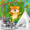 Cute Tiger Wallpaper, Exotic Jungle Mural, Oversized Custom Size Wall Art, Non-Woven, Non-Adhesive, Modern Wall Paper, Removable