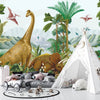 Dino World Wallpaper, Palms Mural, Oversized Custom Size Wall Art, Non-Woven, Non-Adhesive, Modern Wall Paper, Removable