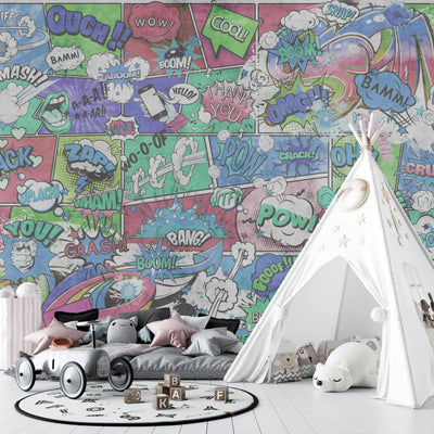 Comics Wallpaper, Graffiti Mural, Oversized Custom Size Wall Art, Non-Woven, Non-Adhesive, Modern Wall Paper, Removable