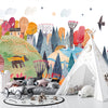 Bright Autumn Wallpaper, Village Mural, Oversized Custom Size Wall Art, Non-Woven, Non-Adhesive, Modern Wall Paper, Removable