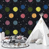 Colorful Balls Wallpaper, Black Background Mural, Oversized Custom Size Wall Art, Non-Woven, Non-Adhesive, Modern Wall Paper, Removable