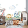 Colorful Dinosaurs Wallpaper, Seamless Pattern Mural, Oversized Custom Size Wall Art, Non-Woven, Non-Adhesive, Modern Wall Paper, Removable