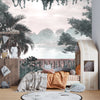 Oil Painting Wallpaper, Tropical Leaves, Trees Mural, Oversized Custom Size Wall Art, Non-Woven, Non-Adhesive, Modern Wall Paper, Removable