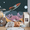 Deep Space Planet Wallpaper, Retro Future Style Mural, Oversized Custom Size Wall Art, Non-Woven, Non-Adhesive, Modern Wall Paper, Removable
