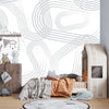 Abstract Gray Lines Wallpaper, Seamless Pattern Mural, Oversized Custom Size Wall Art, Non-Woven, Non-Adhesive, Modern Wall Paper, Removable